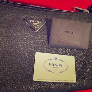 Prada black marble leather clutch